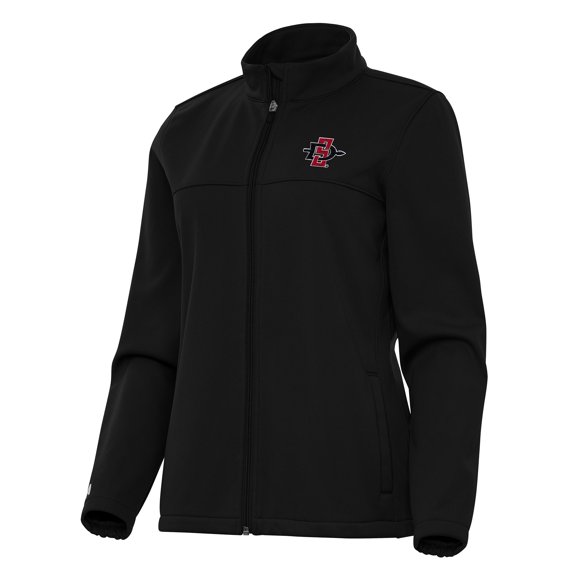 Women's Antigua Black San Diego State Aztecs Links 2 Full-Zip Golf Jacket