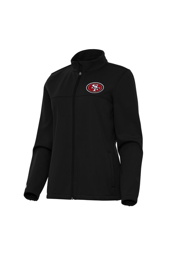 Women's Antigua Black San Francisco 49ers Links 2 Golf Full-Zip Jacket
