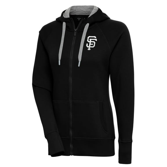 Women's Antigua  Black San Francisco Giants Brushed Metallic Victory Full-Zip Hoodie