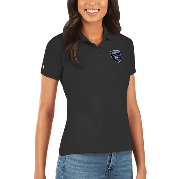Women's Antigua Black San Jose Earthquakes Legacy Pique Polo