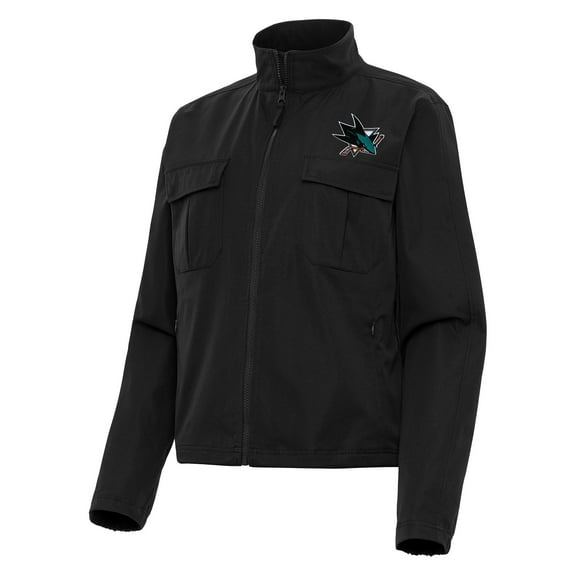 Women's Antigua  Black San Jose Sharks Even Par Full-Zip Jacket