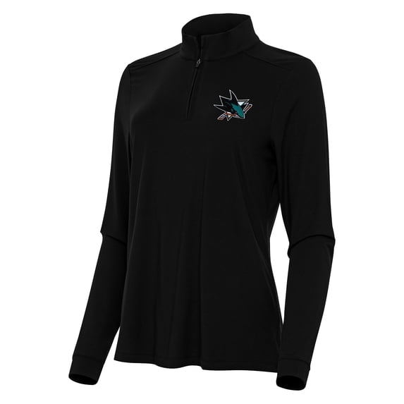Women's Antigua Black San Jose Sharks Intent Quarter-Zip Top