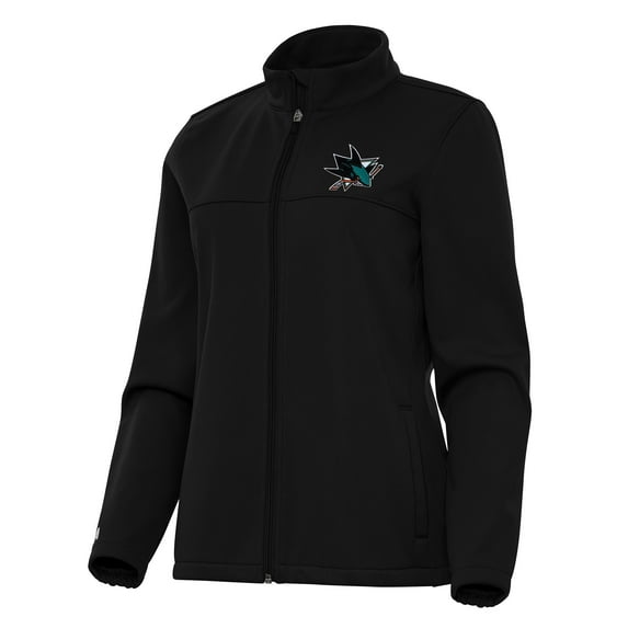 Women's Antigua Black San Jose Sharks Links 2 Full-Zip Golf Jacket