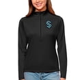 thumbnail image 1 of Women's Antigua Black Seattle Kraken Tribute Quarter-Zip Pullover Top, 1 of 1