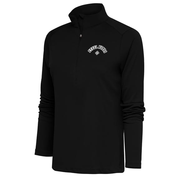 Women's Antigua Black Seattle Steelheads Tribute Half-Zip Pullover Top
