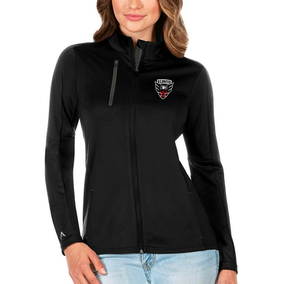 Women's Antigua Black/Silver D.C. United Generation Full-Zip Jacket