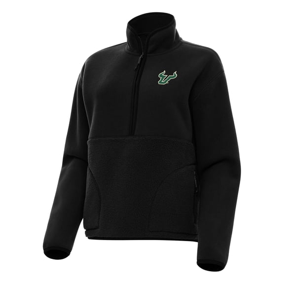Women's Antigua Black South Florida Bulls Figure Half-Zip Pullover Sweatshirt