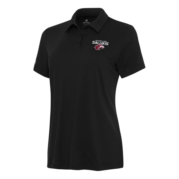 Women's Antigua Black Southern Illinois Salukis Reprocess Polo