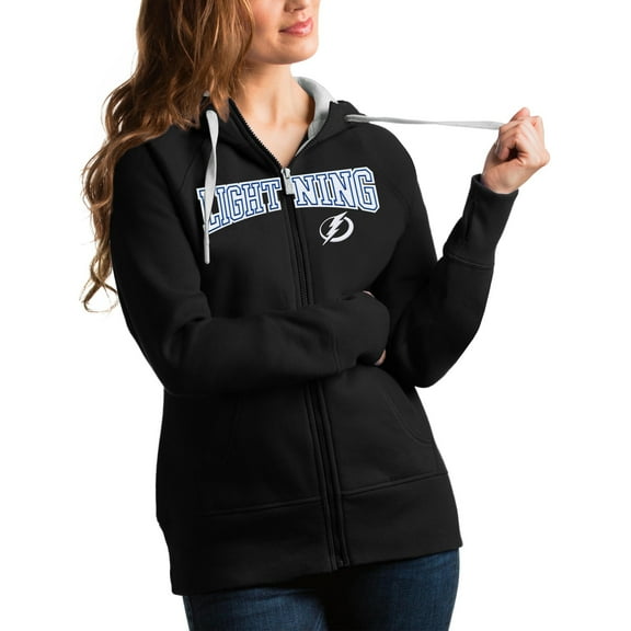 Women's Antigua Black Tampa Bay Lightning Wordmark Victory Full-Zip Hoodie