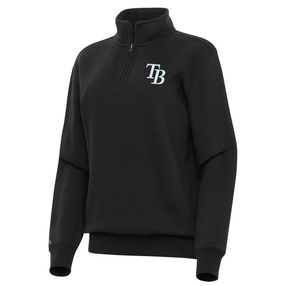 Women's Antigua Black Tampa Bay Rays Victory Quarter-Zip Sweatshirt