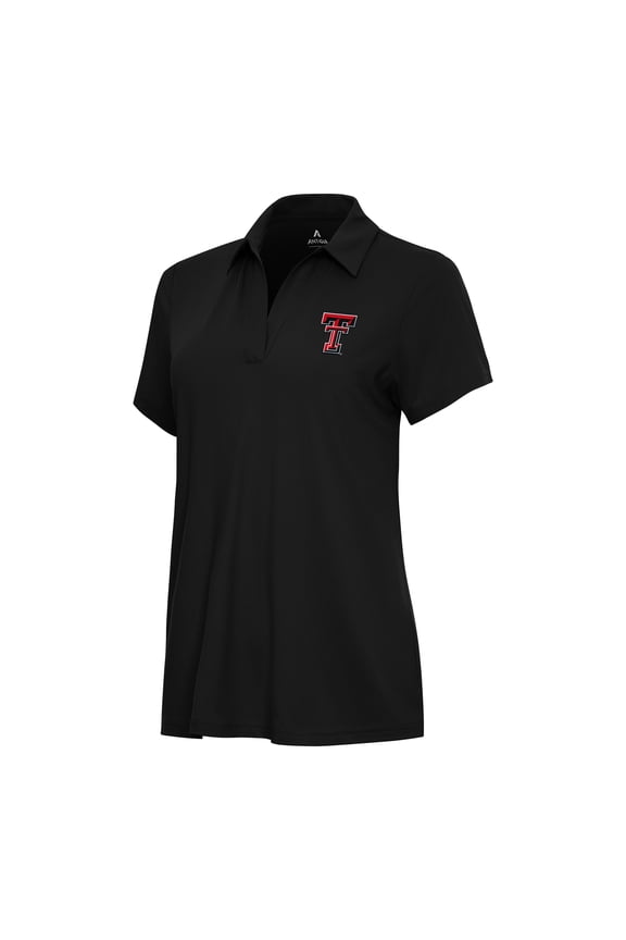 Women's Antigua Black Texas Tech Red Raiders Era V-Neck Polo