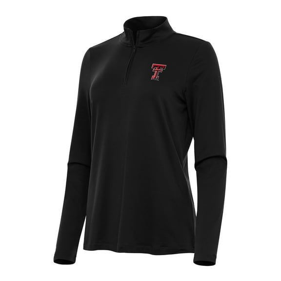 Women's Antigua Black Texas Tech Red Raiders Reprocess Quarter-Zip Top
