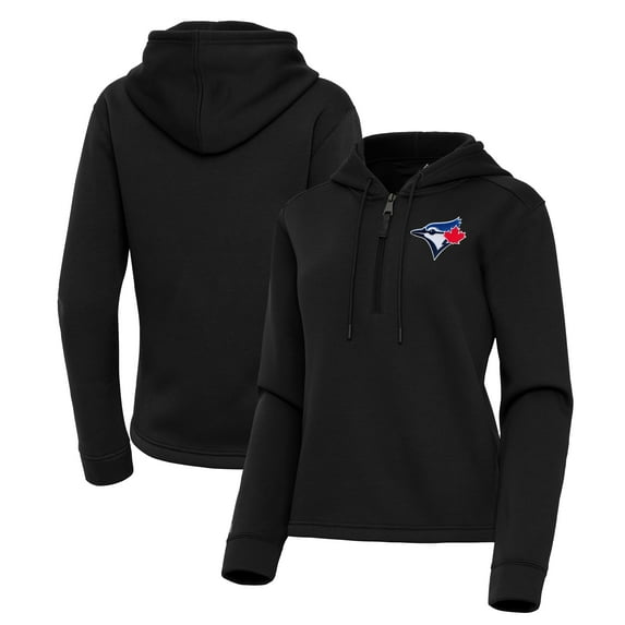 Women's Antigua Black Toronto Blue Jays Contemporary Quarter-Zip Hoodie