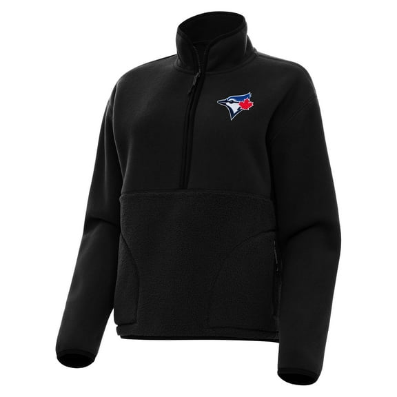 Women's Antigua Black Toronto Blue Jays Figure Half-Zip Sweatshirt