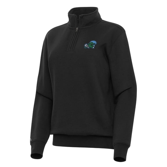 Women's Antigua Black Tulane Green Wave Victory Quarter-Zip Sweatshirt