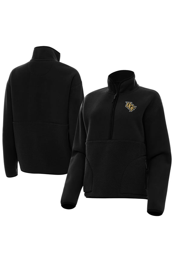 Women's Antigua  Black UCF Knights Figure Quarter-Zip Pullover Jacket