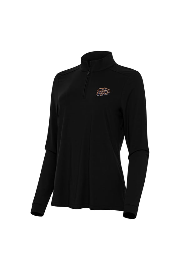 Women's Antigua Black UTEP Miners Intent Quarter-Zip Top