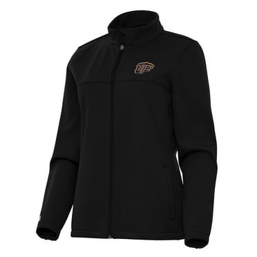 Women's Antigua Black UTEP Miners Links 2 Full-Zip Golf Jacket