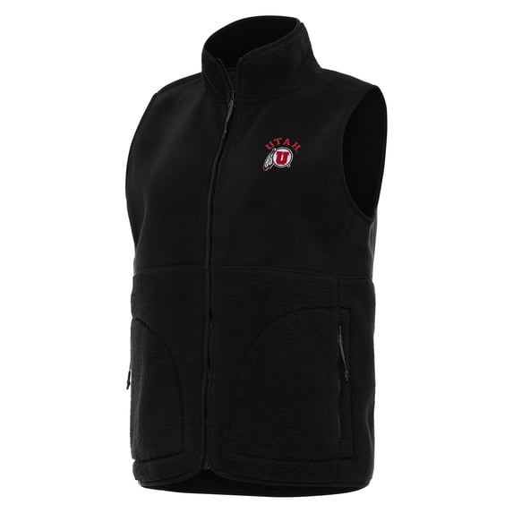 Women's Antigua Black Utah Utes Nostalgic Full-Zip Vest