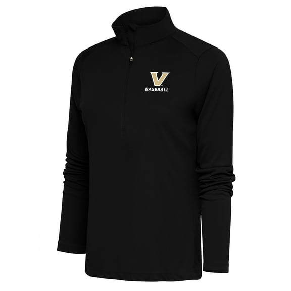 Women's Antigua  Black Vanderbilt Commodores Baseball Tribute Half-Zip Pullover Top