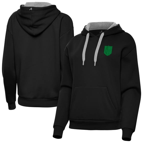 Women's Antigua Black Vegas Golden Knights St. Patrick's Day Victory Pullover Hoodie