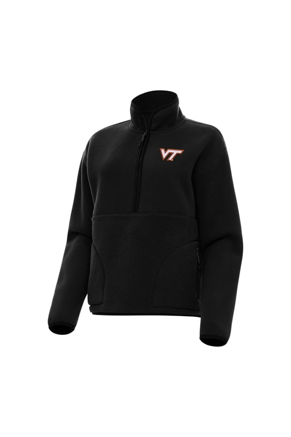 Women's Antigua Black Virginia Tech Hokies Figure Half-Zip Pullover Sweatshirt