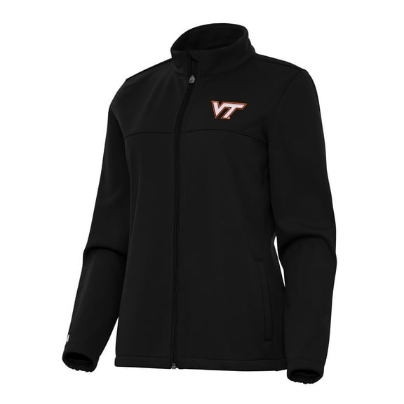 Women's Antigua Black Virginia Tech Hokies Links 2 Golf Full-Zip Jacket