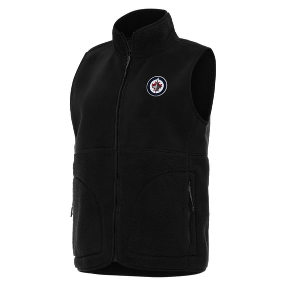 Women's Antigua Black Winnipeg Jets Nostalgic Full-Zip Vest
