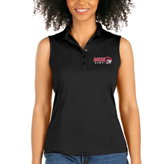 Women's Antigua Black Winston-Salem State Rams Sleeveless Tribute Polo