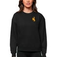 thumbnail image 1 of Women's Antigua Black Wyoming Cowboys Logo Victory Crewneck Pullover Sweatshirt, 1 of 1