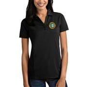 Womens Antigua Black XULA Gold Tribute Polo