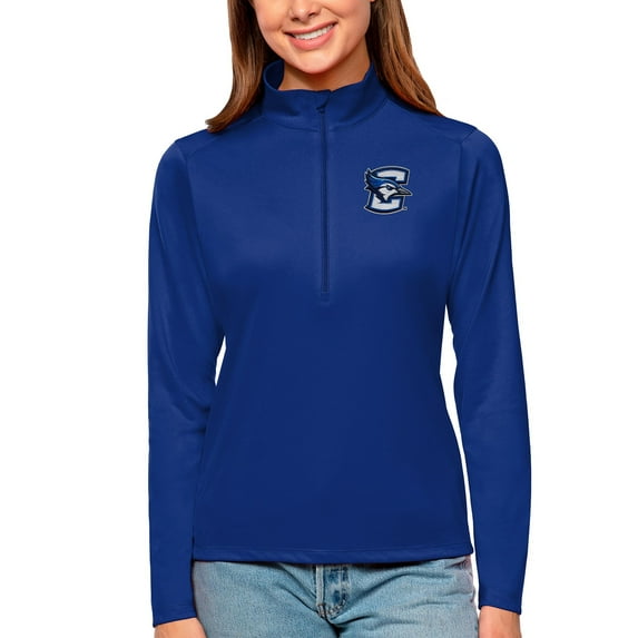 Women's Antigua Blue Creighton Bluejays Tribute Quarter-Zip Pullover Top