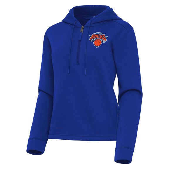 Women's Antigua  Blue New York Knicks Contemporary Quarter-Zip Hoodie