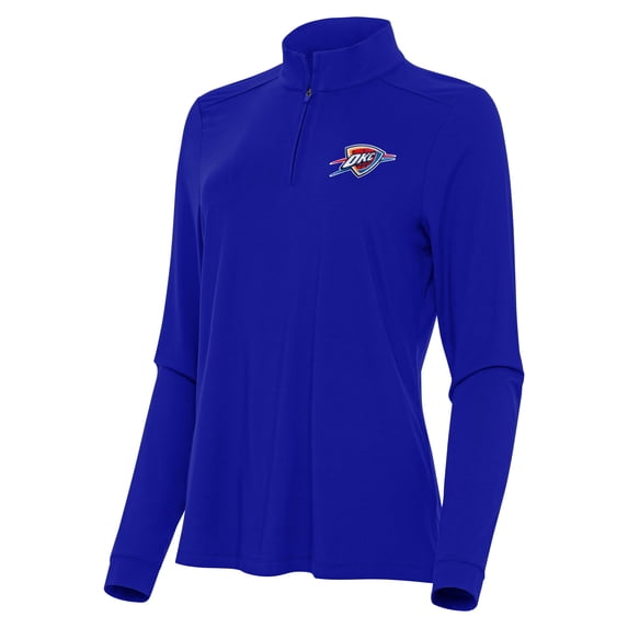 Women's Antigua Blue Oklahoma City Thunder Intent Quarter-Zip Top