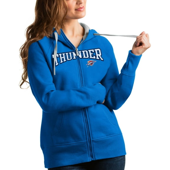 Women's Antigua Blue Oklahoma City Thunder Team Victory Full-Zip Hoodie