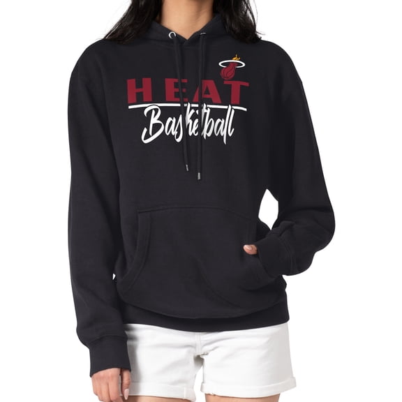 Women's G-III 4Her by Carl Banks Black Miami Heat Graphics Fleece Pullover Hoodie