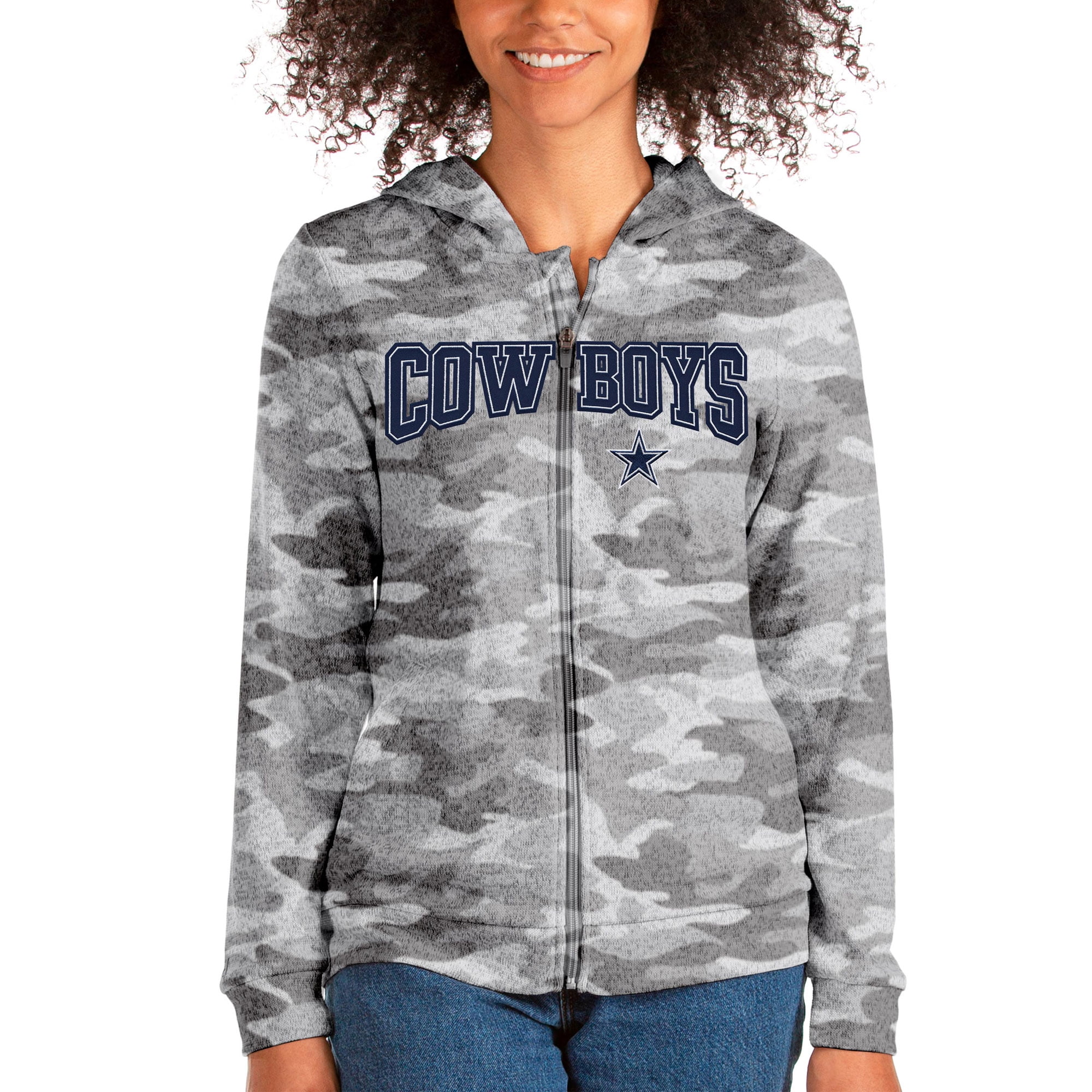 Women's Antigua Camo Dallas Cowboys Team Absolute Full-Zip Hoodie