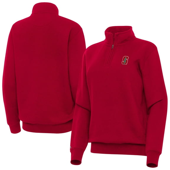 Women's Antigua Cardinal Stanford Cardinal Victory Quarter-Zip Top