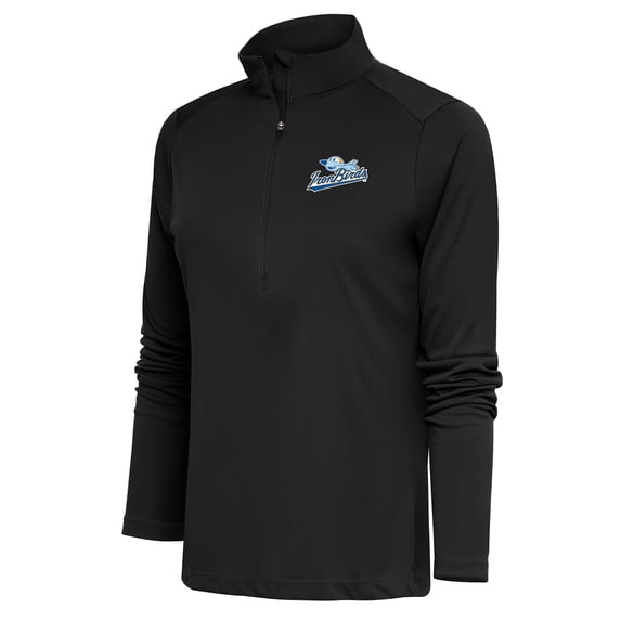 Women's Antigua Charcoal Aberdeen IronBirds Tribute Half-Zip Pullover Top