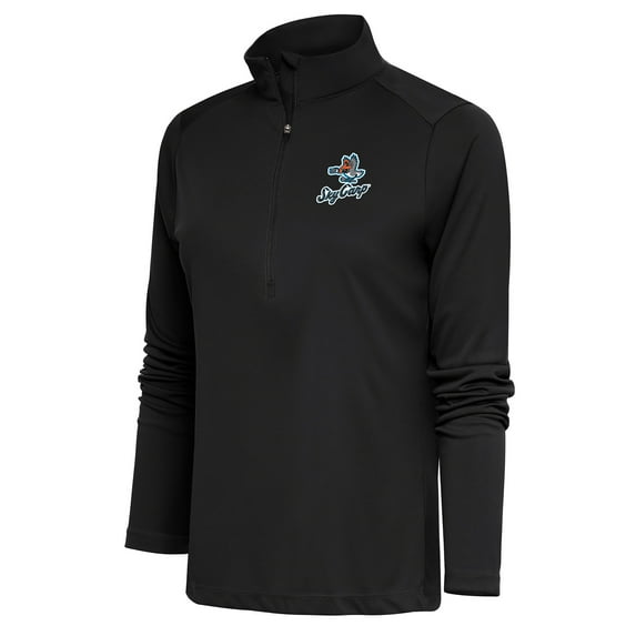Women's Antigua Charcoal Beloit Sky Carp Tribute Half-Zip Pullover Top