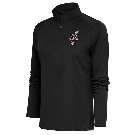 Women's Antigua Charcoal Birmingham Black Barons Tribute Half-Zip Pullover Top