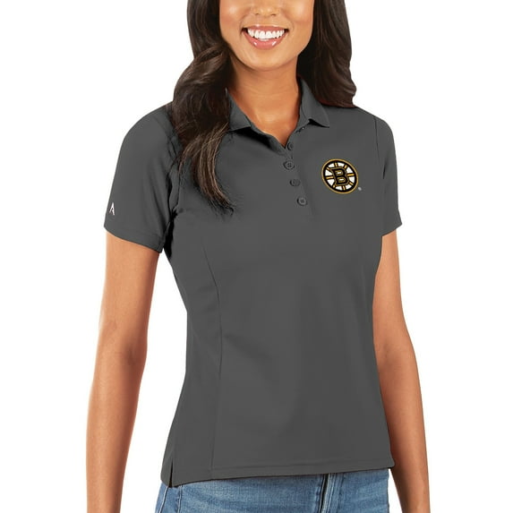 Women's Antigua Charcoal Boston Bruins Legacy Pique Polo