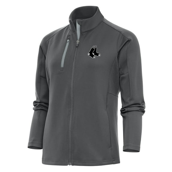 Women's Antigua Charcoal Boston Red Sox Brushed Metallic Generation Full-Zip Jacket