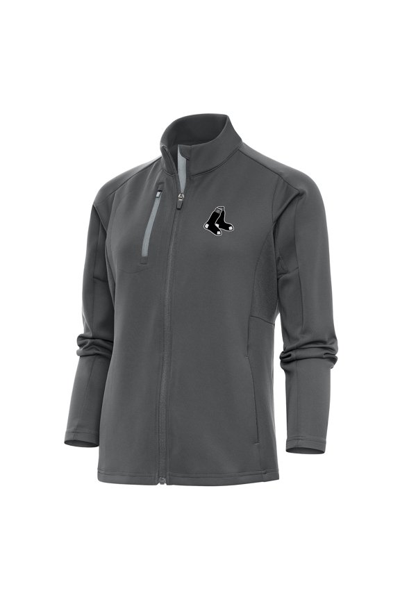 Women's Antigua Charcoal Boston Red Sox Brushed Metallic Generation Full-Zip Jacket