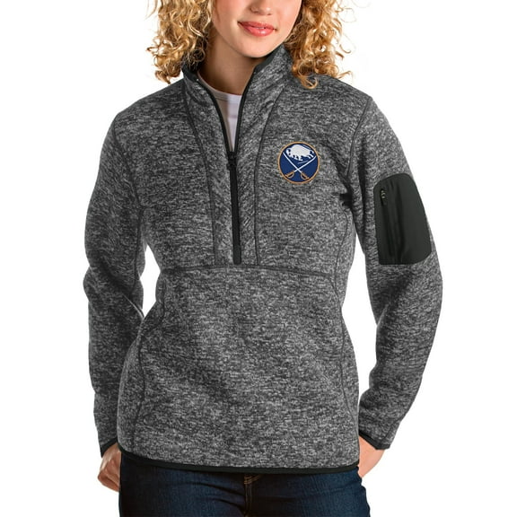 Women's Antigua Charcoal Buffalo Sabres Fortune Half-Zip Sweatshirt