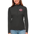 thumbnail image 1 of Women's Antigua Charcoal Cincinnati Reds Tribute Quarter-Zip Pullover Top, 1 of 1