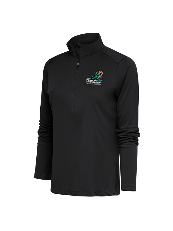 Women's Antigua Charcoal Coastal Carolina Chanticleers Tribute Half-Zip Pullover Top