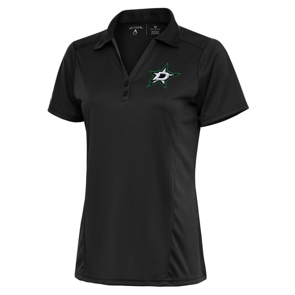 Women's Antigua Charcoal Dallas Stars Team Logo Tribute Polo