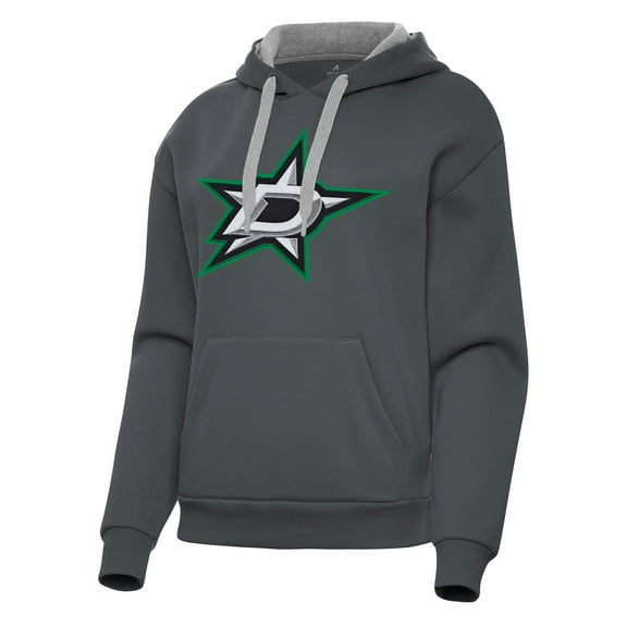 Women's Antigua Charcoal Dallas Stars Victory Pullover Hoodie