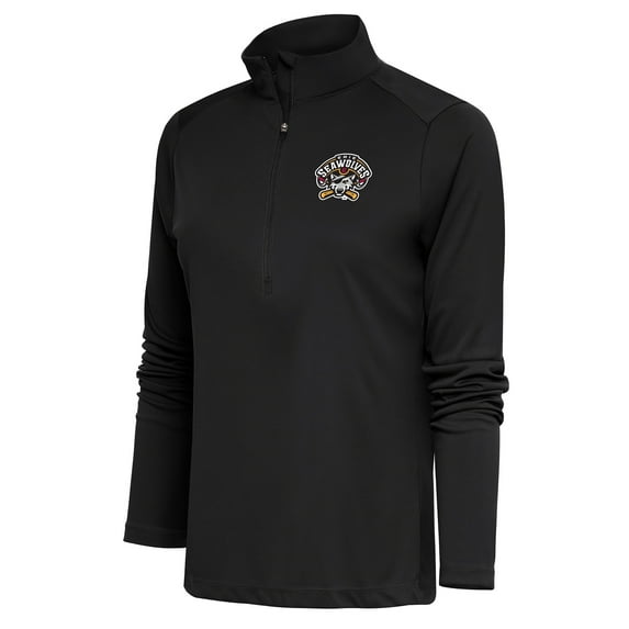 Women's Antigua Charcoal Erie SeaWolves Tribute Half-Zip Pullover Top